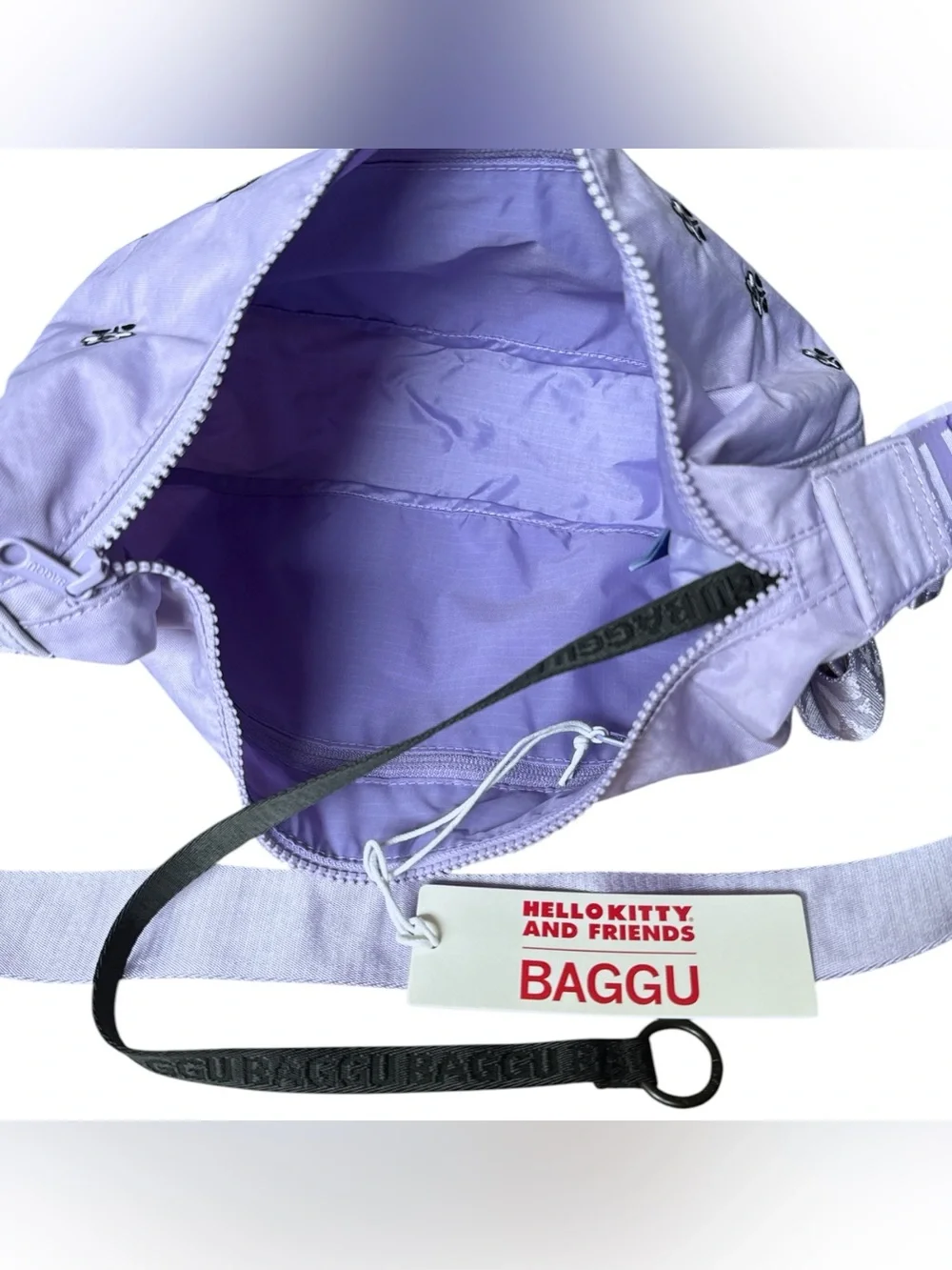 BAGGU x Hello Kitty Medium Nylon Crescent Shoulder Bag Lavender My Melody NWT